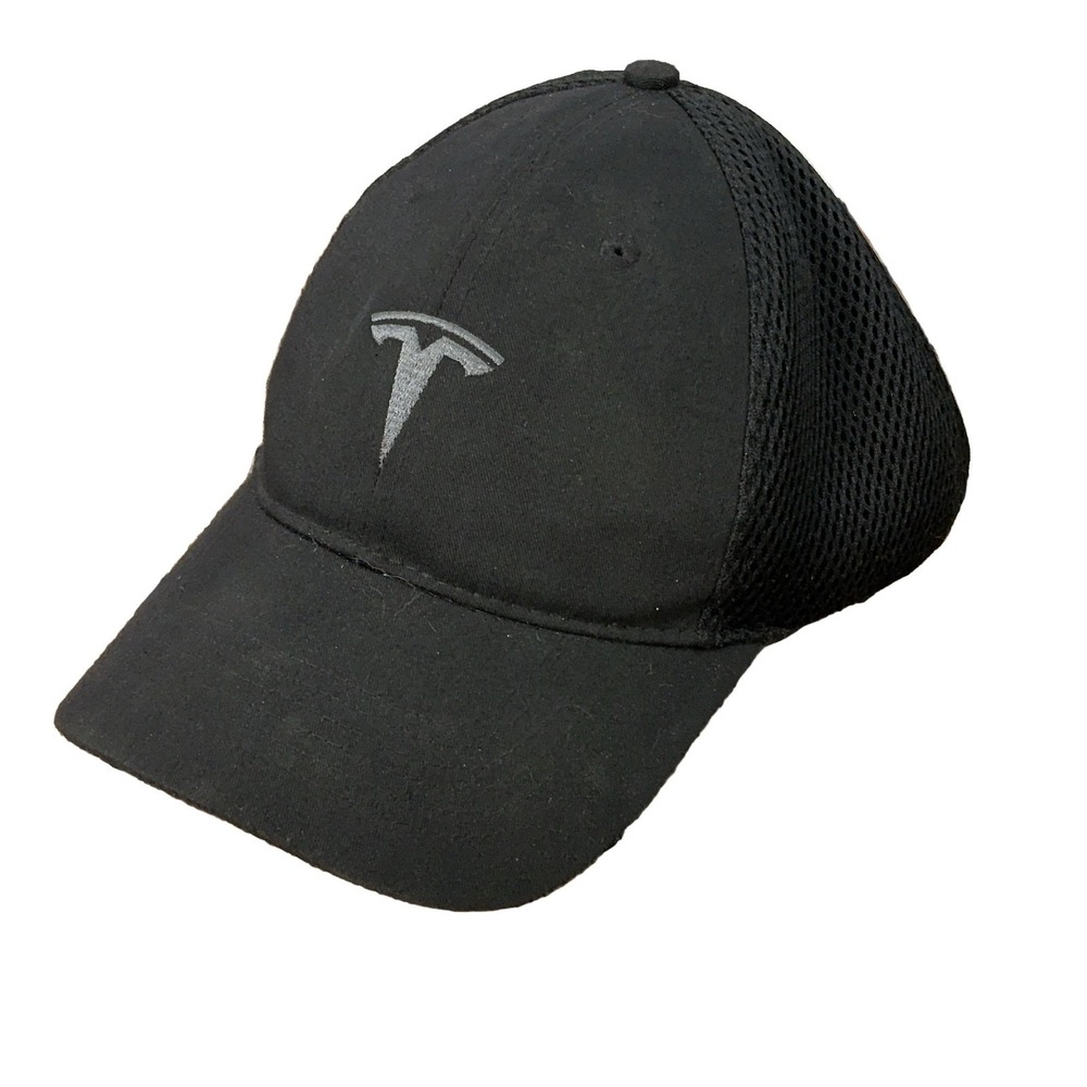 Tesla Mesh Snapback Baseball Cap Men's Black One Size Trucker Hat Adjustable
